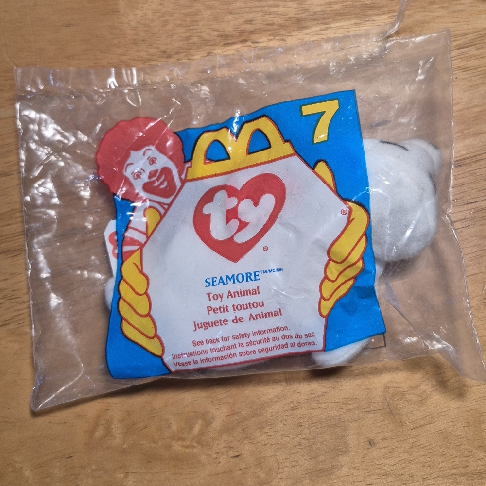 Ty Teenie Beanie Baby #7 Seamore The Seal 1996 Vintage Happy Meal Plushie NEW